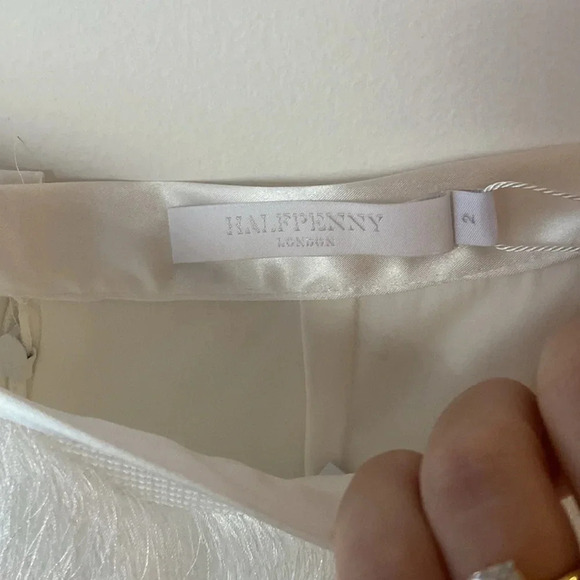 Halfpenny London Ivy Fringe Maxi Skirt White Ivory Satin Size 4/6 NWT - Picture 5 of 13